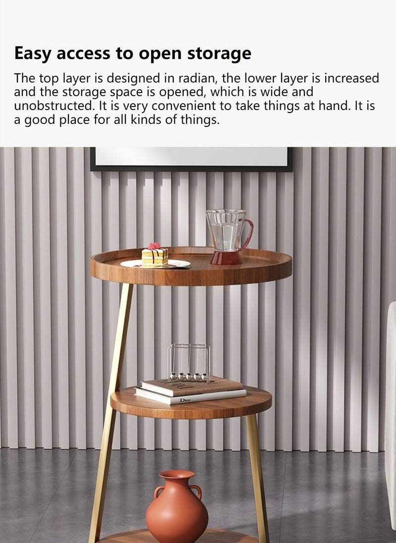 Sharpdo Living Room Small Apartment 3-Layer Side Table Metal Bracket Open Storage Easy to Clean 40*40*62CM  - Image 3