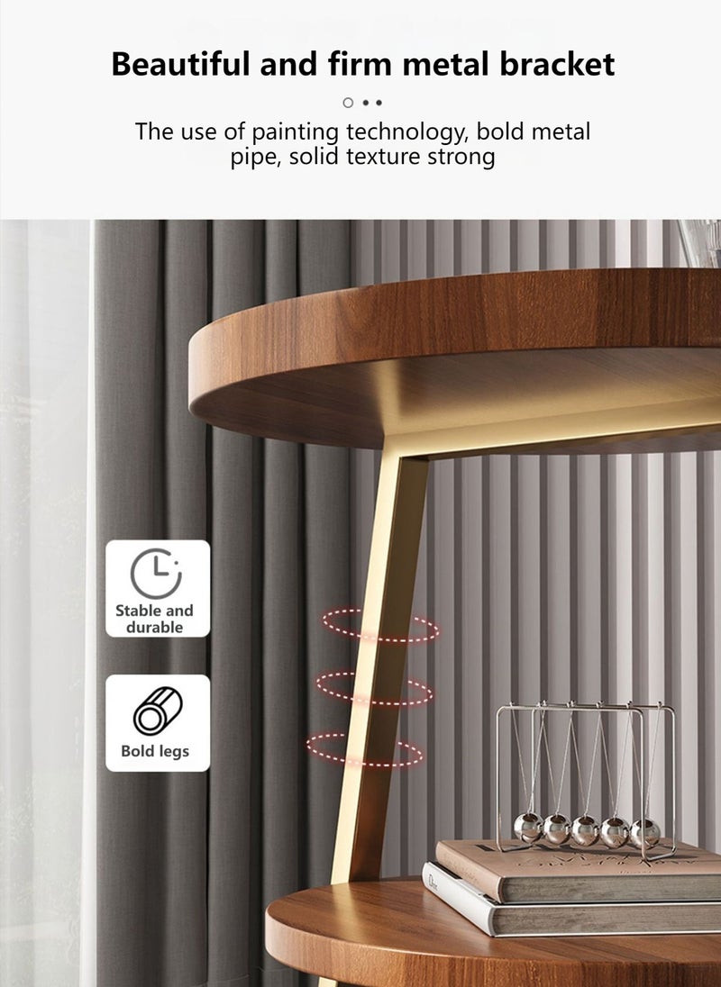 Sharpdo Living Room Small Apartment 3-Layer Side Table Metal Bracket Open Storage Easy to Clean 40*40*62CM  - Image 4