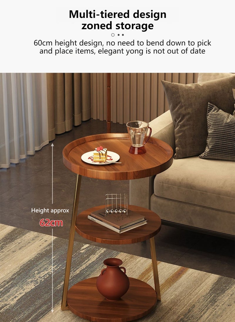 Sharpdo Living Room Small Apartment 3-Layer Side Table Metal Bracket Open Storage Easy to Clean 40*40*62CM  - Image 5