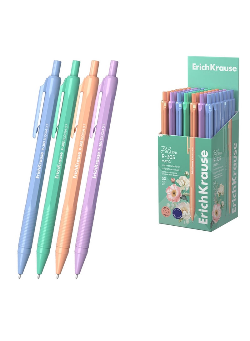 ErichKrause 50-Piece R-305 Retractable Ballpoint Pen 0.7mm Tip Assorted Barrel Colours Blue Ink - Image 3