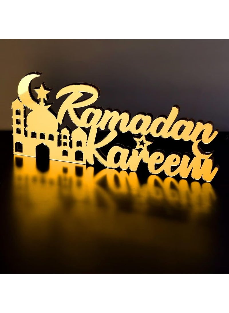 ديكورات الطاولة الإسلامية علامة رمضان مبارك، علامة رمضان كريم، ديكور العيد، ديكور المنزل الإسلامي، هدايا رمضان، لافتة طاولة رمضان بحروف خشبية، ديكور سطح الطاولة عيد مبارك للمكتب (رمضان كريم).