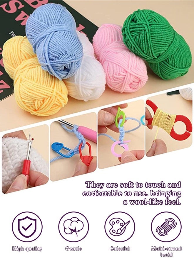 Crochet Kit for Beginners Adults, Crochet Kits Include Yarn, 59pcs Crochet Starter Kit for Beginners Kids, Ergonomic Crochet Hooks 2.0-6.0 mm, Lace Steel Needles 0.6-1.9 mm - Image 4
