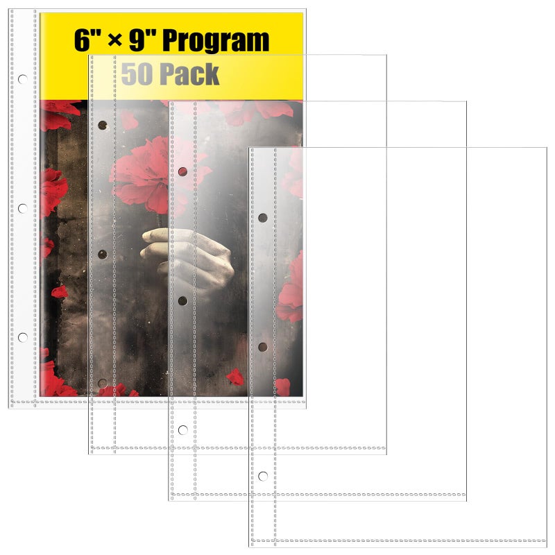 CollectHall 6 x 9 Brochure Sleeves, 50 Pack, Page Protectors for Broadway Play Programs and Theater Programs, Top-Loading Sheet Protectors - Image 1