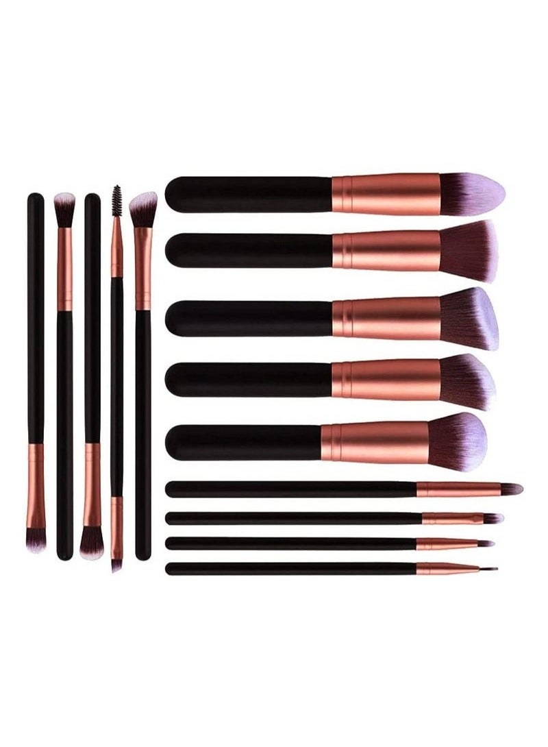 SHOWAY Makeup Brushes 14 pcs Professional Cosmetic Makeup Brush Set Premium Synthetic Foundation Brush Blending Face Powder Blush Concealers Eyeshadow Brush Make up Brushes Set (Rose Golden) - Image 1