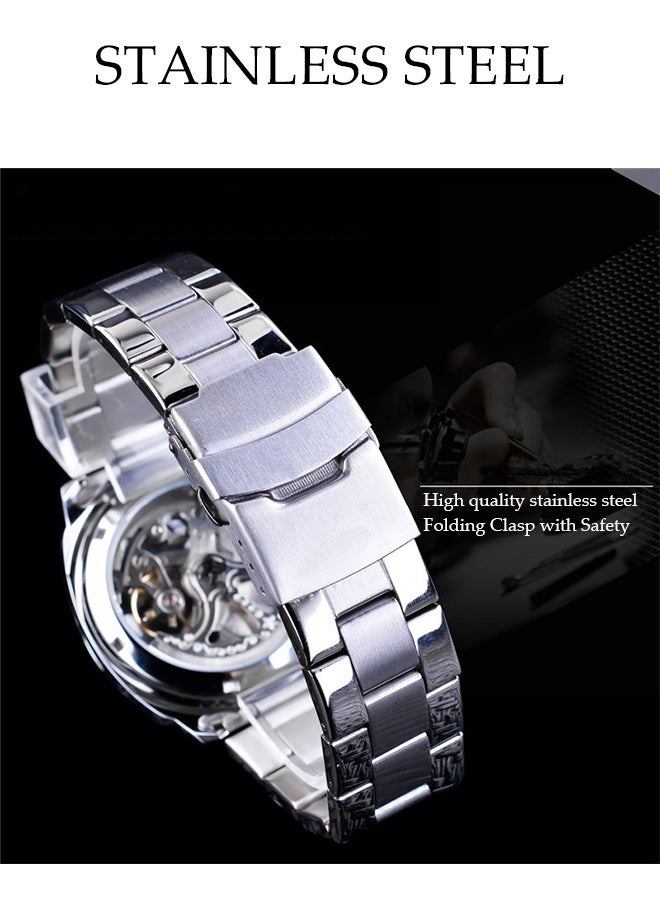 DUNISO Automatic Watch for Men，Luxury Automatic Machenical Watch,Stainless Steel Mechanical Wrist Watch,Daily Life Waterproof Design,Night Light Design，Suitable for Daily Business Meetings and Gatherings - Image 3