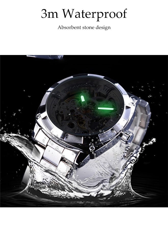 DUNISO Automatic Watch for Men，Luxury Automatic Machenical Watch,Stainless Steel Mechanical Wrist Watch,Daily Life Waterproof Design,Night Light Design，Suitable for Daily Business Meetings and Gatherings - Image 5