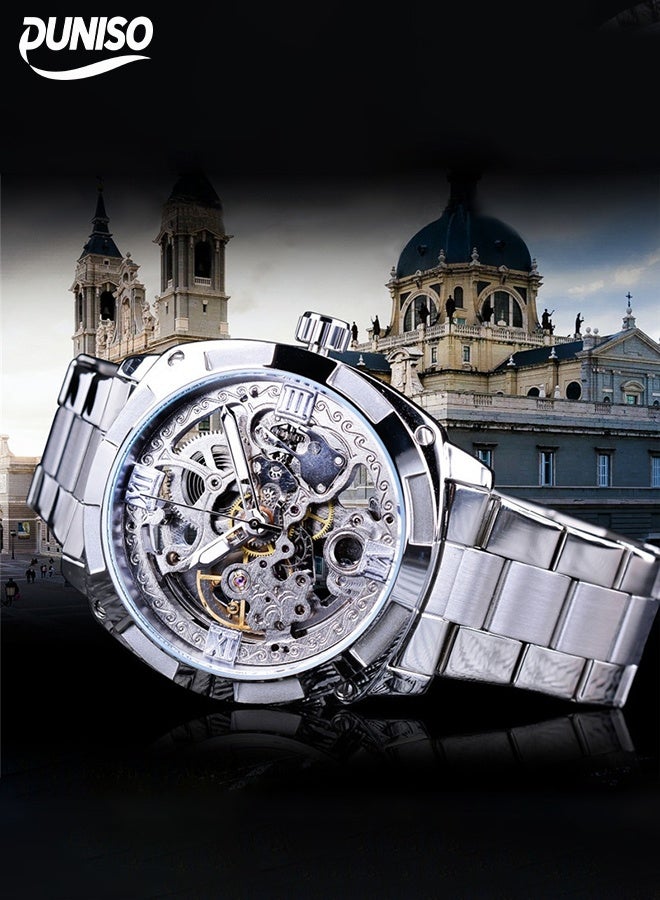 DUNISO Automatic Watch for Men，Luxury Automatic Machenical Watch,Stainless Steel Mechanical Wrist Watch,Daily Life Waterproof Design,Night Light Design，Suitable for Daily Business Meetings and Gatherings - Image 1