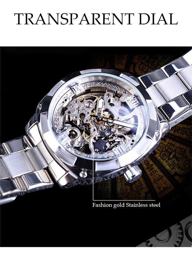 DUNISO Automatic Watch for Men，Luxury Automatic Machenical Watch,Stainless Steel Mechanical Wrist Watch,Daily Life Waterproof Design,Night Light Design，Suitable for Daily Business Meetings and Gatherings - Image 4