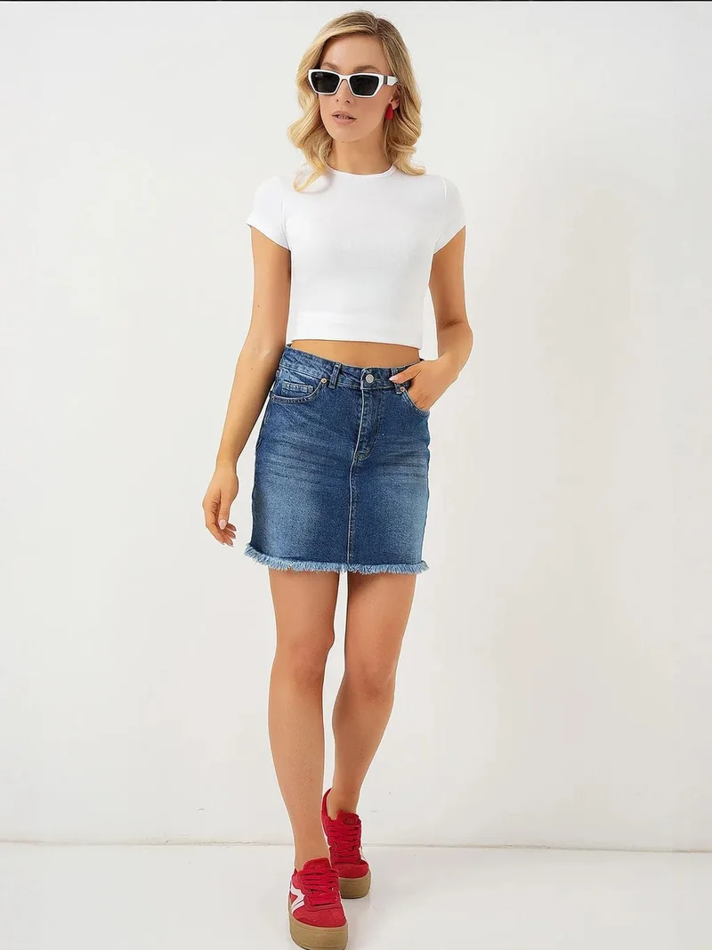 BIG DART BDART Slim Fit Mini Denim Skirt with Buttons