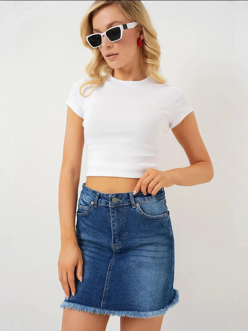 BIG DART BDART Slim Fit Mini Denim Skirt with Buttons