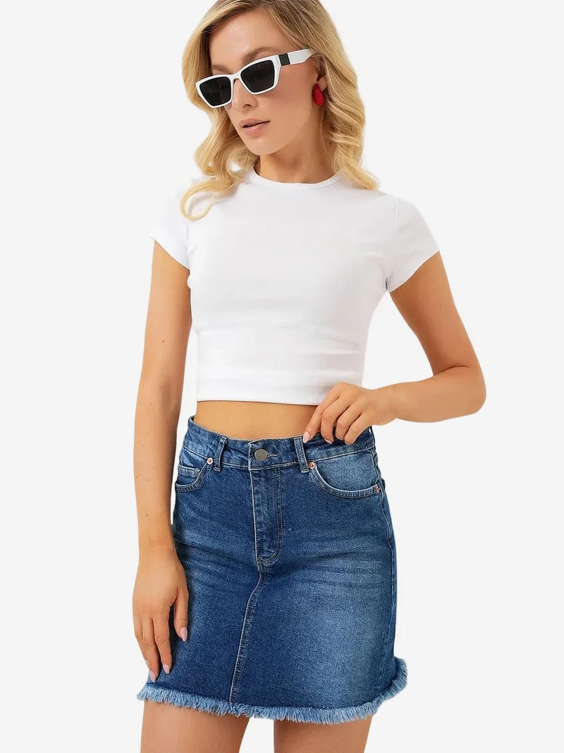 BIG DART BDART Slim Fit Mini Denim Skirt with Buttons