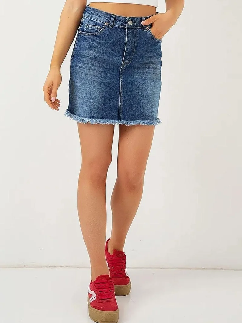 BIG DART BDART Slim Fit Mini Denim Skirt with Buttons