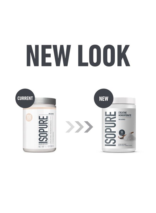 Isopure 100% Pure Creatine Monohydrate Powder, Sugar Free, Unflavored, 5g Creatine Monohydrate Per Serving, 1.1 Lbs, 100 Servings (Packaging May Vary) - Image 2