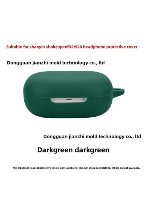 Shokz Openfit 2 T920 Earphone Silicone Protective Case Charging Storage Bag Pure Color Injection Molding Customizable-Color:D.Green-Model:OpenFit