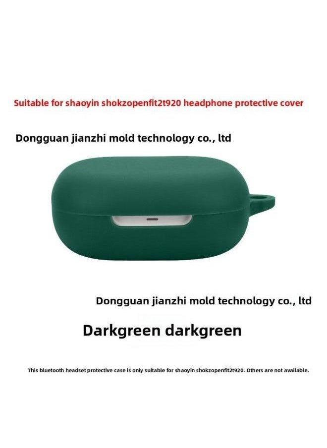 Shokz Openfit 2 T920 Earphone Silicone Protective Case Charging Storage Bag Pure Color Injection Molding Customizable-Color:D.Green-Model:OpenFit