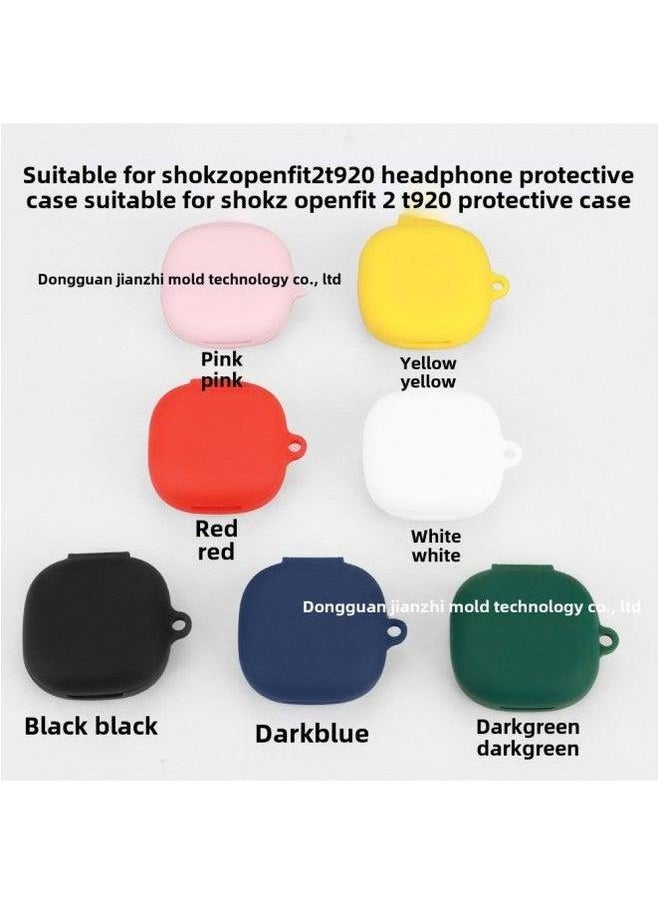 Shokz Openfit 2 T920 Earphone Silicone Protective Case Charging Storage Bag Pure Color Injection Molding Customizable-Color:D.Green-Model:OpenFit
