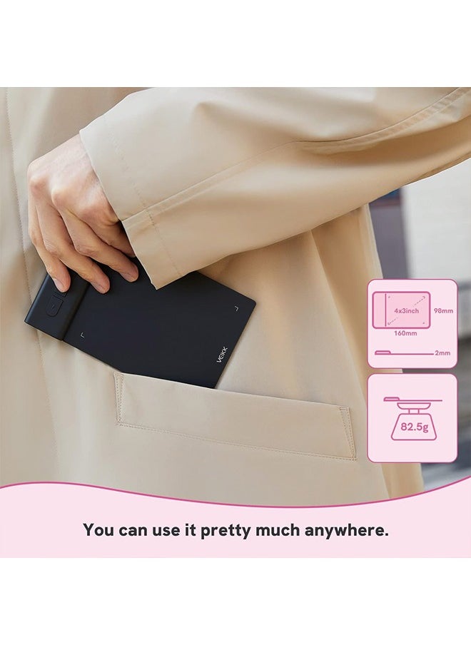 Veikk - VEIKK VK430 Drawing Tablet 4x3 inch OSU Tablet, Portable Computer Graphics Tablets with 4 Shortcut Keys 8192 Levels Battery-Free Stylus Pen, Compatible with Mac/Windows/Android/Chrome/Linux - Image 1