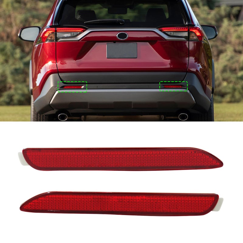 Abodvu Compatible with Toyota RAV4 Rear Bumper Reflector 20192024Sienna Left Driver Right Passenger Side Rear Bumper Red Marker TrimAvalon Back Reflector Light WO Bulb Replacement2PCS - Image 3