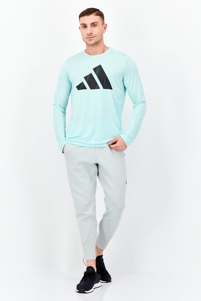 Adidas Men Sportswear Fit Long Sleeve Running T-Shirt, Miky Green  - Image 3