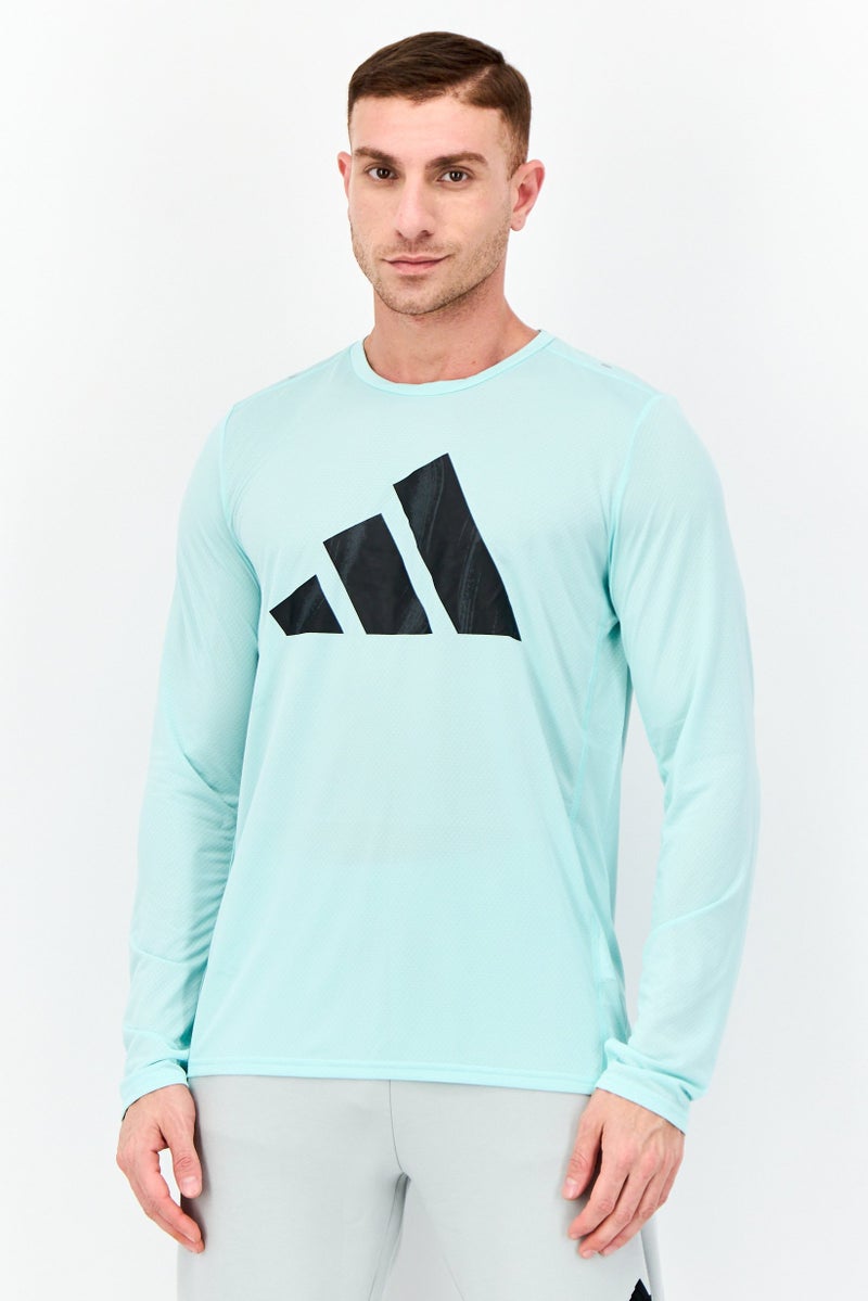 Adidas Men Sportswear Fit Long Sleeve Running T-Shirt, Miky Green  - Image 1