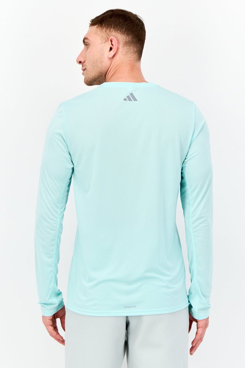 Adidas Men Sportswear Fit Long Sleeve Running T-Shirt, Miky Green  - Image 2
