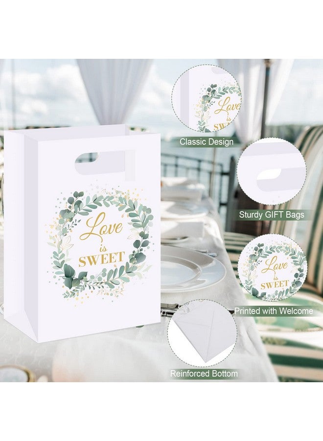 تاوباري 60 قطعة من أكياس هدايا الزفاف وأكياس الحلوى المصنوعة من خشب الأوكالبتوس وأكياس ورقية لحفلات الزفاف مع مقابض وأكياس حلوى البسكويت وحقيبة هدايا لحفلات الزفاف للضيوف وأعياد الميلاد وحفلات استقبال المولود، 8.7 × 5.9 × 2.4 بوصة - Image 3