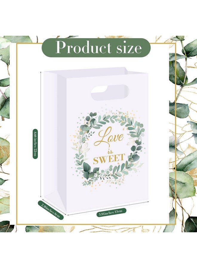 تاوباري 60 قطعة من أكياس هدايا الزفاف وأكياس الحلوى المصنوعة من خشب الأوكالبتوس وأكياس ورقية لحفلات الزفاف مع مقابض وأكياس حلوى البسكويت وحقيبة هدايا لحفلات الزفاف للضيوف وأعياد الميلاد وحفلات استقبال المولود، 8.7 × 5.9 × 2.4 بوصة - Image 2