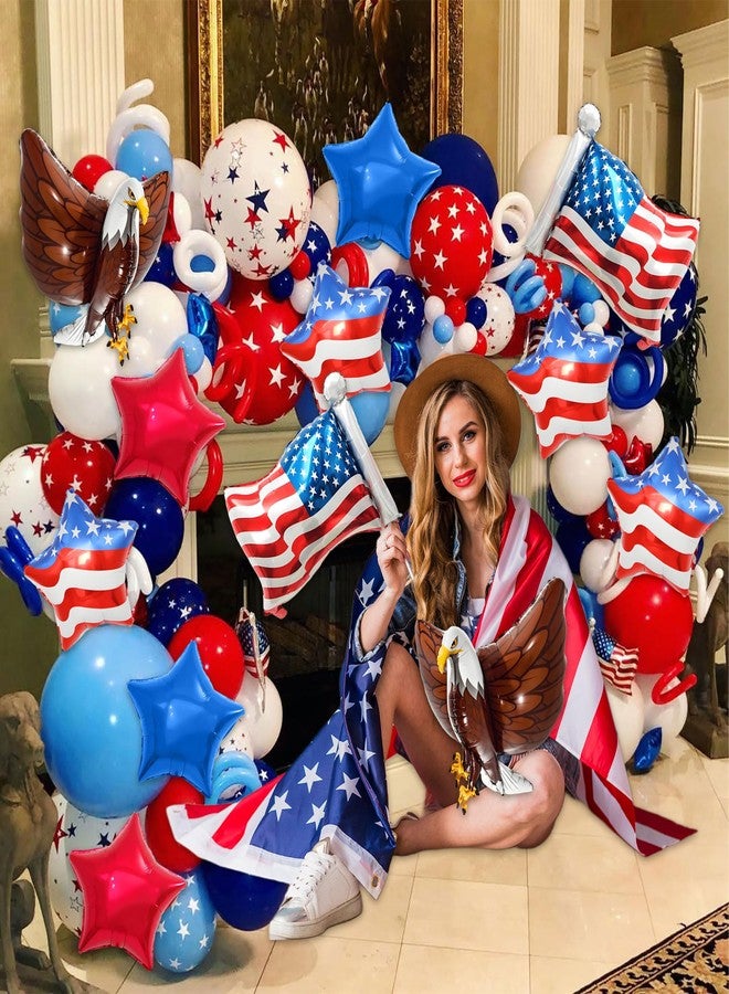 D-Fokes 12 Pcs Independence Day Balloon Set, USA Flag 3D Eagle Star Foil Balloons, USA Red White and Blue Elections Party Decorations, Memorial Day Birthday Patriotic 4th of July Balloon Decorations - Image 4