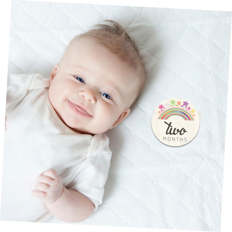 Colorful Wooden Baby Monthly Milestone Cards Set 14 Pcs Photo Props Memory Keepsakes - Image 3