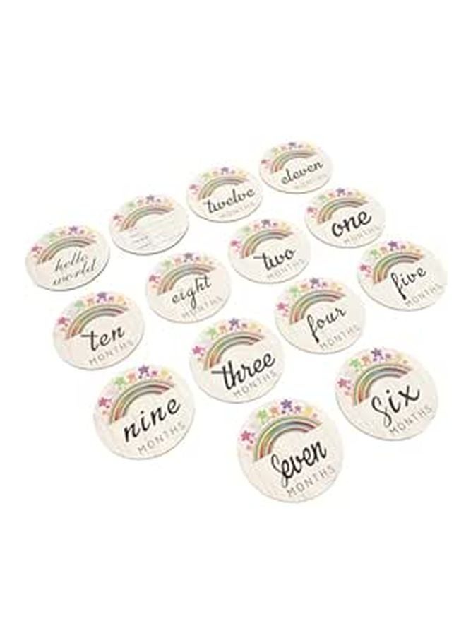 Colorful Wooden Baby Monthly Milestone Cards Set 14 Pcs Photo Props Memory Keepsakes - Image 1