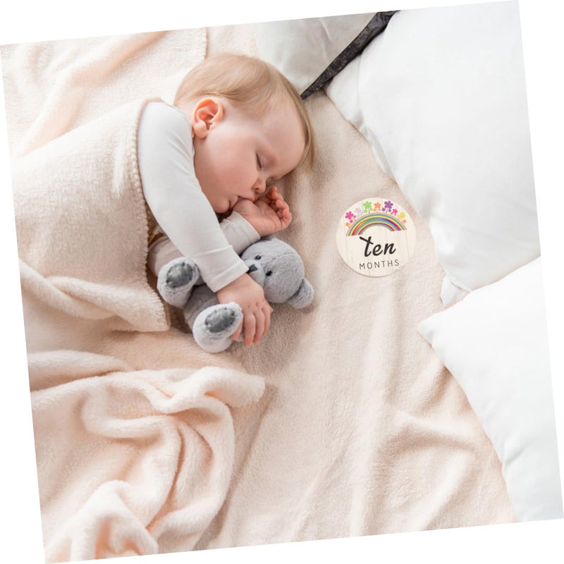 Colorful Wooden Baby Monthly Milestone Cards Set 14 Pcs Photo Props Memory Keepsakes - Image 5