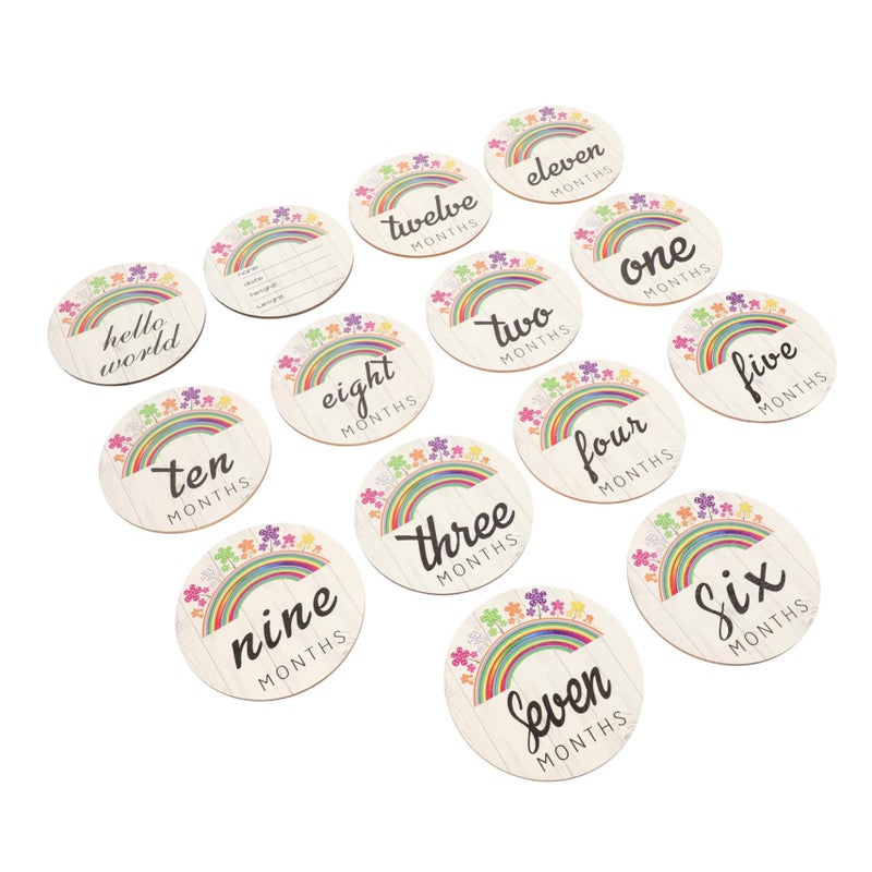 Colorful Wooden Baby Monthly Milestone Cards Set 14 Pcs Photo Props Memory Keepsakes - Image 2