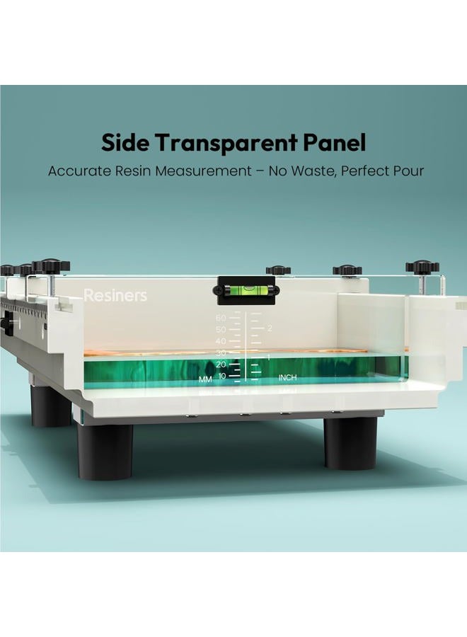 Resiners Epoxy Mold, Resiners River Table Epoxy Resin Mold with Adjustable Divider, 24x12x3in with Bubble Level, Fill Clamp System & Transparent Depth Board Ideal - Image 5