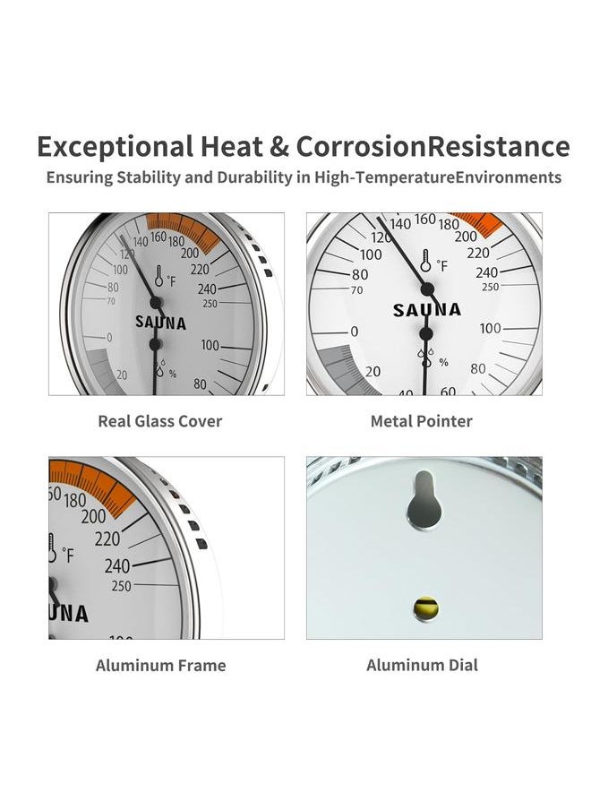 Bluejw - KT THERMO Sauna Thermometer 2 in 1 Fahrenheit Thermometer Hygrometer for Sauna Room, Indoor Humidity Temperature Monitor, Sauna Accessories for Infrared Steam Saunas - Image 1