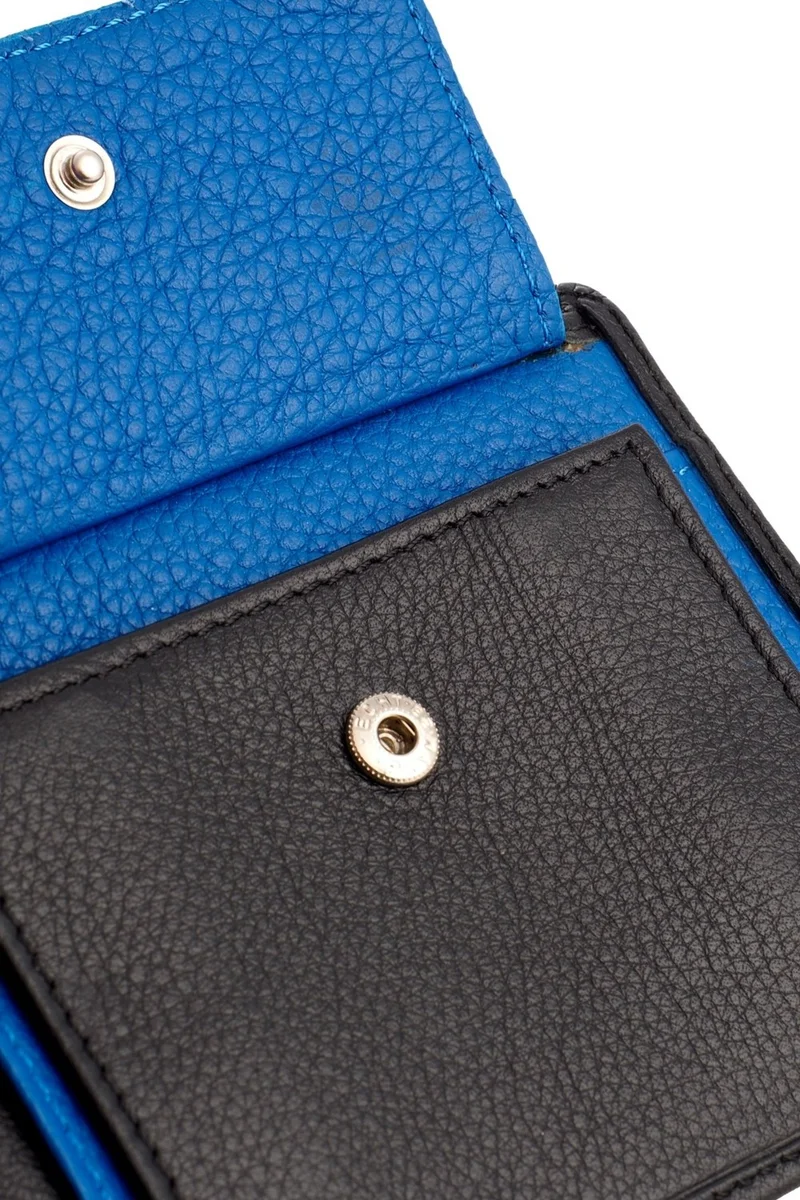 Mimodish 2903 Leather Coin-Eye Zippered Horizontal Black Saks Luxury Men's Wallet