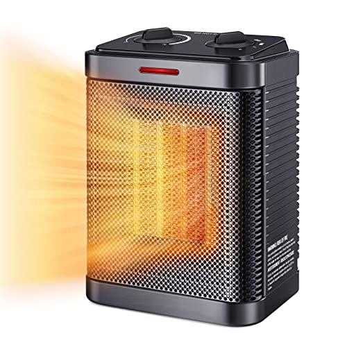 Oprunsy Space Heater for Indoor Use, 1500W PTC Ceramic Heater with Thermostat, Small Space Heater 2S Rapid Heating, 3 Modes, Electric Portable Heater with Safety Protection for Bedroom, Quiet Office - Image 1