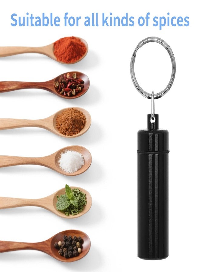 KSWNG Travel Spice Containers with Spoon, Keychain- Portable Case with Adjustable length spoon, Leakproof Spice Storage Dispenser for Camping Outdoor Picnic Kitchen (Black, 1 pack) - Image 5