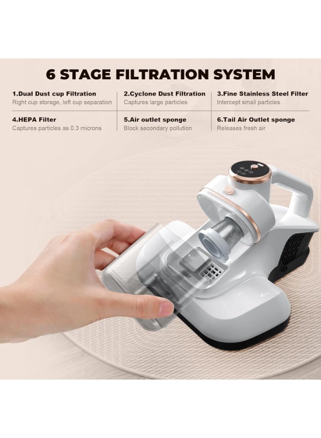 كيلا مكنسة كهربائية مزدوجة الكأس لإزالة عث الغبار، مكنسة كهربائية لاسلكية للسرير، مكنسة كهربائية للمراتب مزودة بضوء الأشعة فوق البنفسجية، قوة شفط 10000 باسكال وسرعة دوران 7500 دورة في الدقيقة لإزالة العث - Image 5