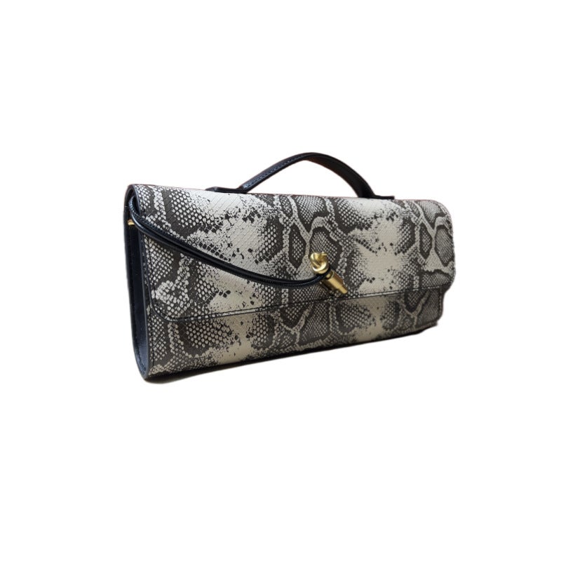 Snakeskin Pattern Handmade Woven Bag Niche Evening Baguette Shoulder Bag For Women Hand-Woven Tote Fashionable Versatile - Image 4