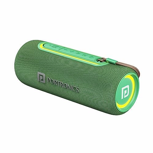 Portronics Resound 2 15W HD Sound Portable Wireless Bluetooth Speaker, in-Built Mic, RGB Lights, TWS Connectivity, Bluetooth v5.3, IPX5 Water Resistant, Type C Charging Port(Green) - Image 1