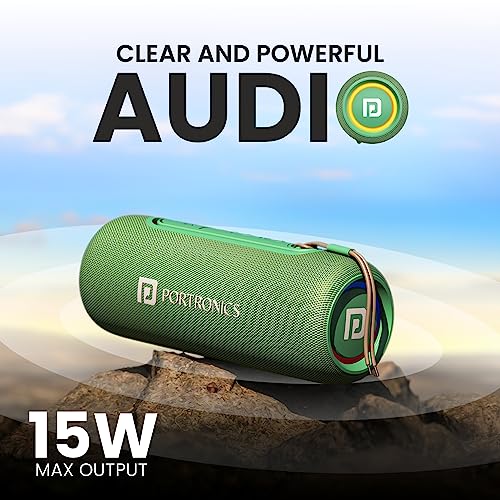 Portronics Resound 2 15W HD Sound Portable Wireless Bluetooth Speaker, in-Built Mic, RGB Lights, TWS Connectivity, Bluetooth v5.3, IPX5 Water Resistant, Type C Charging Port(Green) - Image 4