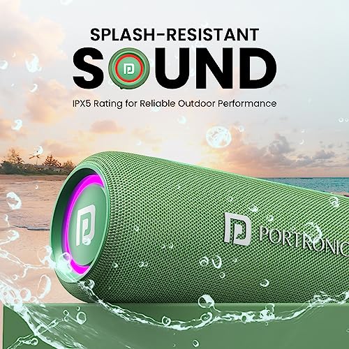 Portronics Resound 2 15W HD Sound Portable Wireless Bluetooth Speaker, in-Built Mic, RGB Lights, TWS Connectivity, Bluetooth v5.3, IPX5 Water Resistant, Type C Charging Port(Green) - Image 3