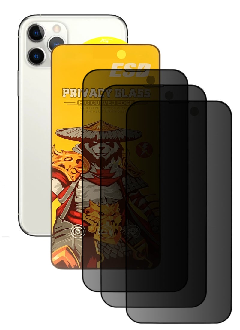 ESD 3 Pieces Tempered Dustproof Privacy Glass Screen Protector Compatible For iPhone 11 Pro Max - Image 1