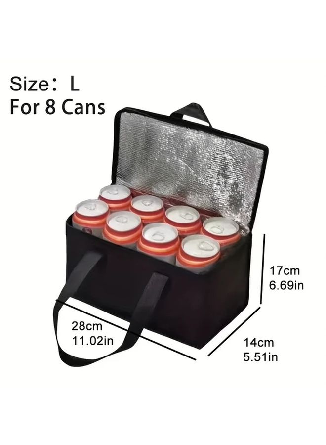 Black Blue Insulated Cooler Lunch Bag For Food Drinks Portable Durable Aluminum Foil - Image 4