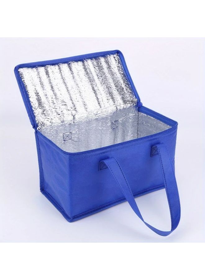 Black Blue Insulated Cooler Lunch Bag For Food Drinks Portable Durable Aluminum Foil - Image 1