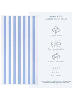 SIGNOOLA Signoola 4 Beach towel 70 x 180 cm Light Blue Stripes, 100% cotton.  - Image 2