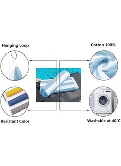SIGNOOLA Signoola 4 Beach towel 70 x 180 cm Light Blue Stripes, 100% cotton.  - Image 4