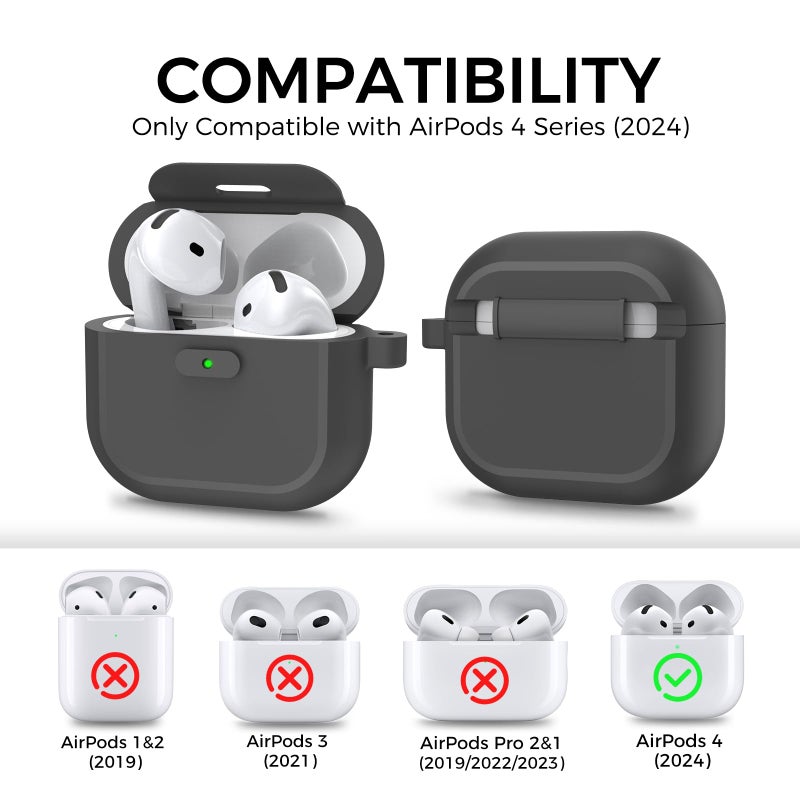 TRONWIN AirPods 4 Case - [with Lock] 2024 Silicone Case for Apple AirPods 4 Generation with Active Noise Cancellation, Secure Lock Case Cover for AirPod 4 Gen for Women/Men (Black) - Image 2