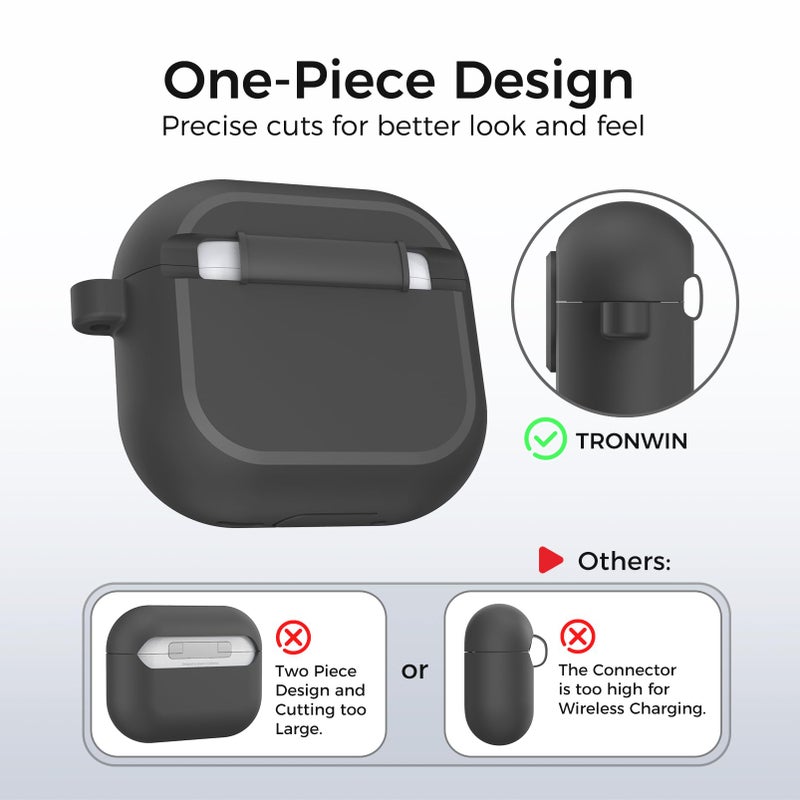 TRONWIN AirPods 4 Case - [with Lock] 2024 Silicone Case for Apple AirPods 4 Generation with Active Noise Cancellation, Secure Lock Case Cover for AirPod 4 Gen for Women/Men (Black) - Image 5