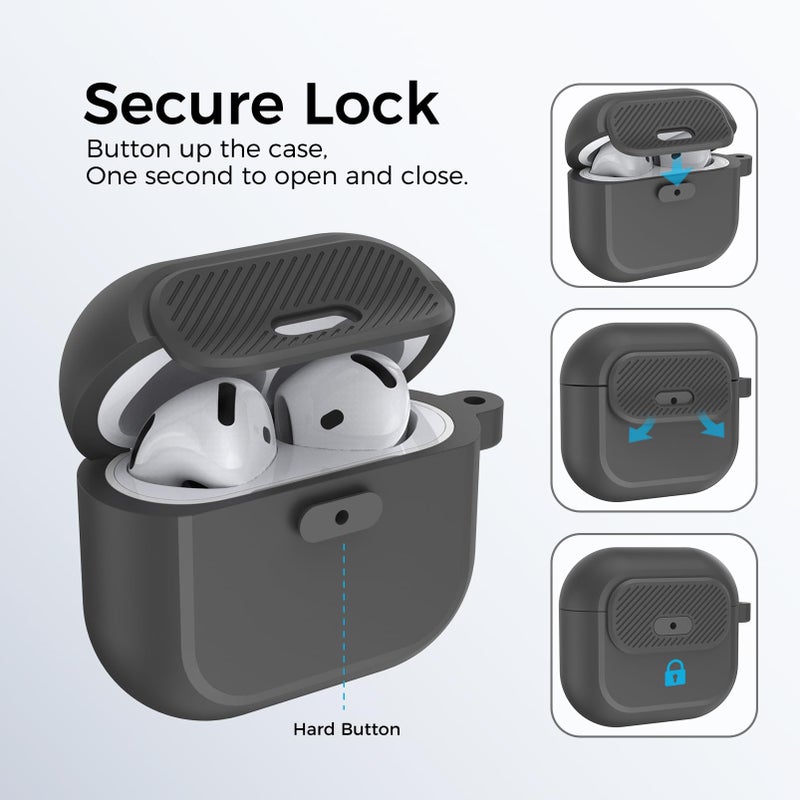 TRONWIN AirPods 4 Case - [with Lock] 2024 Silicone Case for Apple AirPods 4 Generation with Active Noise Cancellation, Secure Lock Case Cover for AirPod 4 Gen for Women/Men (Black) - Image 3